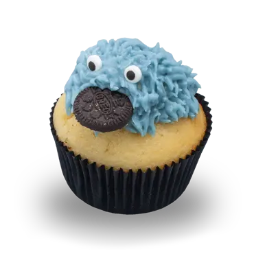 Blått Cookie Monster cupcake