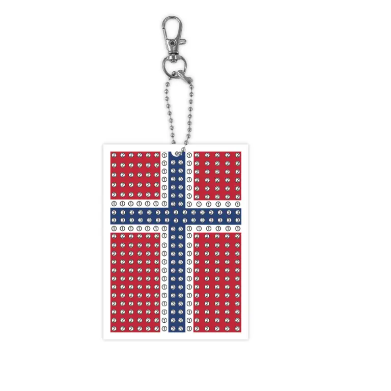 Perlekunst nøkkelring norske flagg