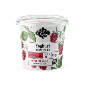 Økologisk bringebær yoghurt