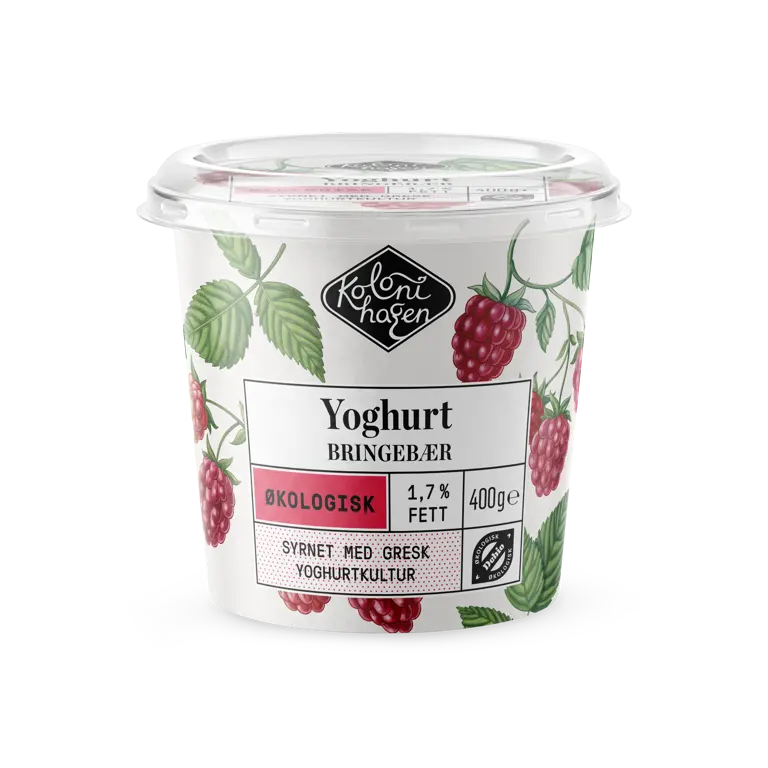 Økologisk bringebær yoghurt