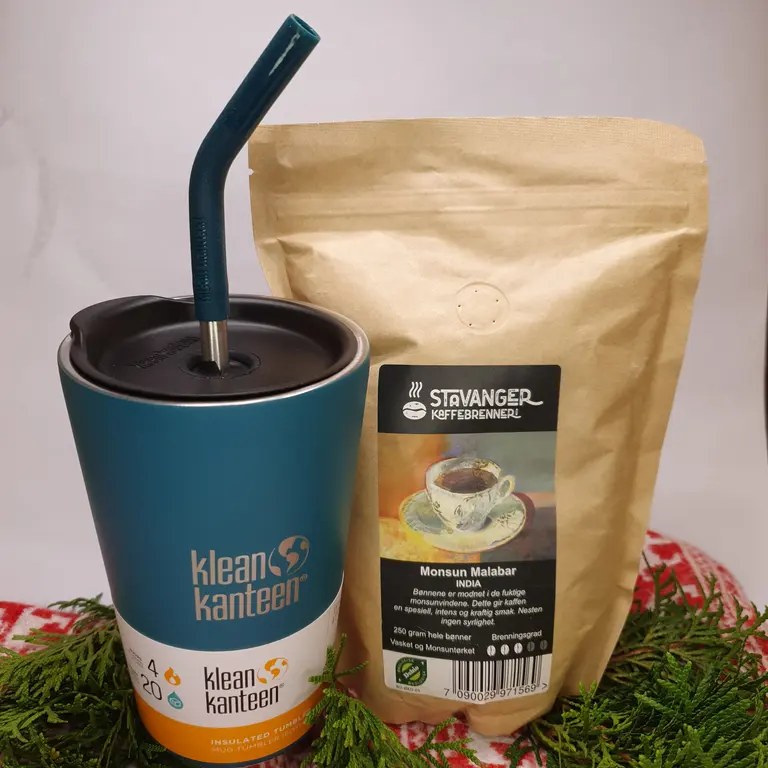 Gavesett med økologisk kaffe & termokopp