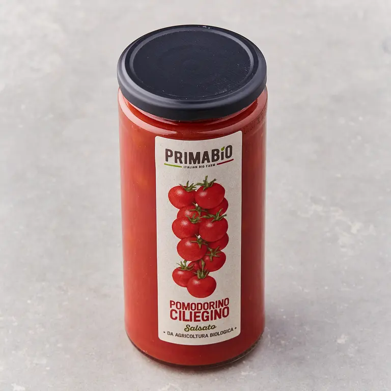 Kirsebærtomater i tomatsaus, Prima Bio